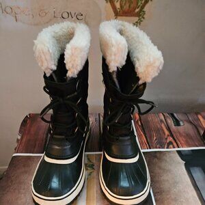 Pre-owned Sorel Womens Winter Boots, Black Black X Stone, Size 8